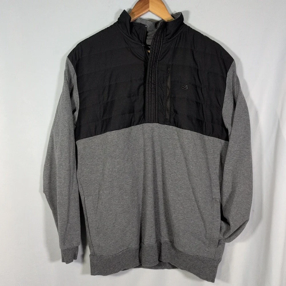 Southern Marsh 1/4 Zip Pullover Sweater Gray Black Richardson Stretch Mens M